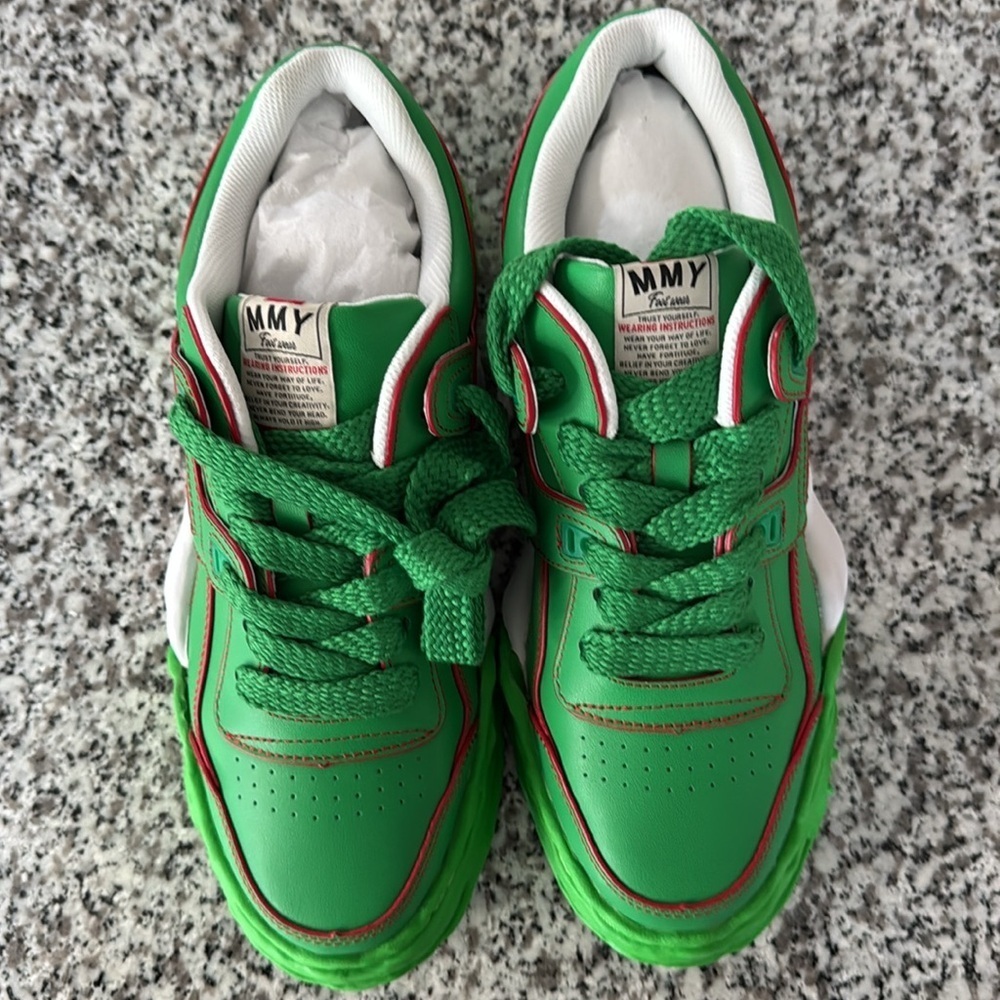 Maison Mihara Yasuhiro Mens Green Leather Parker Chunky Sole Low Top Sneakers - Picture 10 of 14